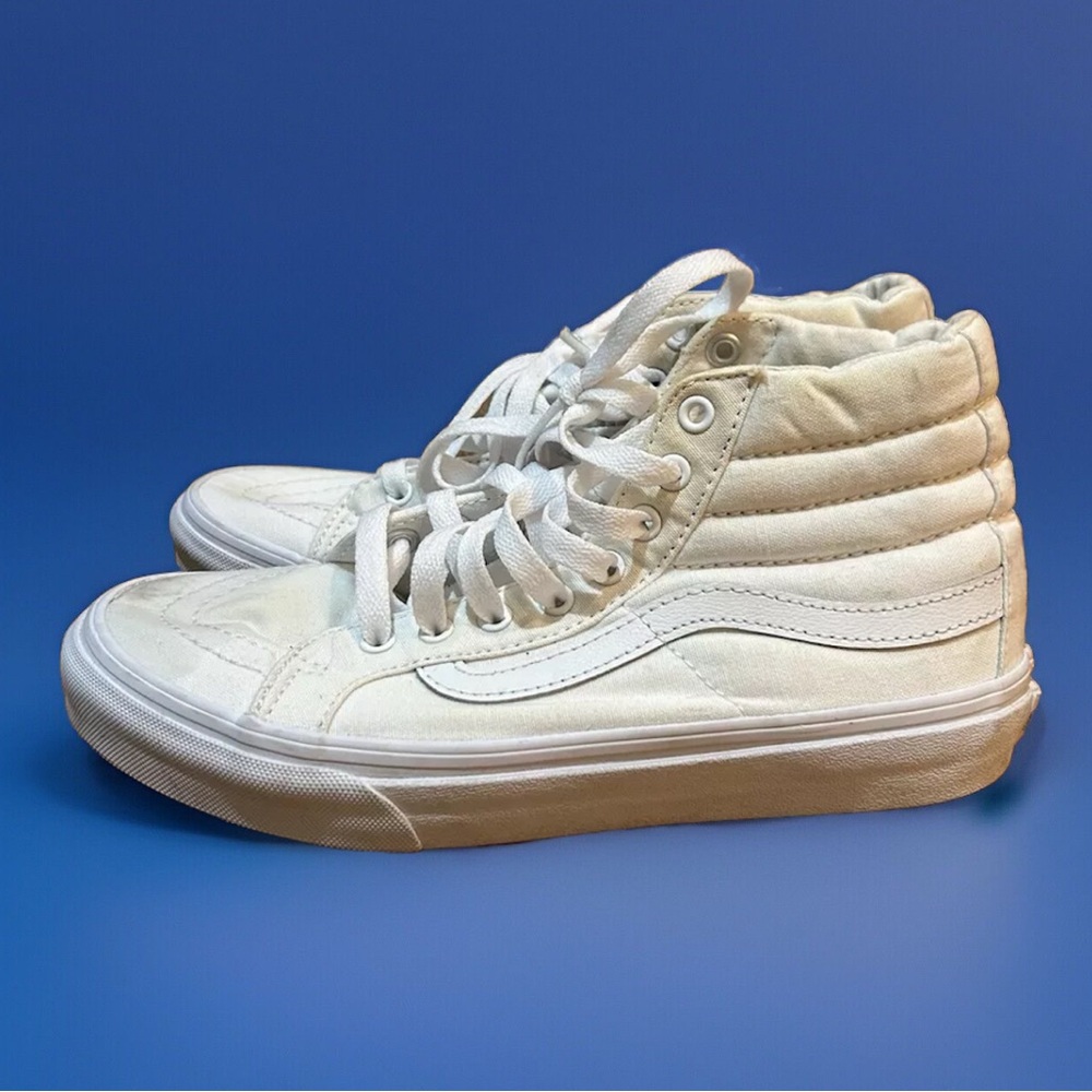 Vans Sk8-Hi Men’s 5 Women’s 6.5 White Canvas Shoes Sneakers Hi Top